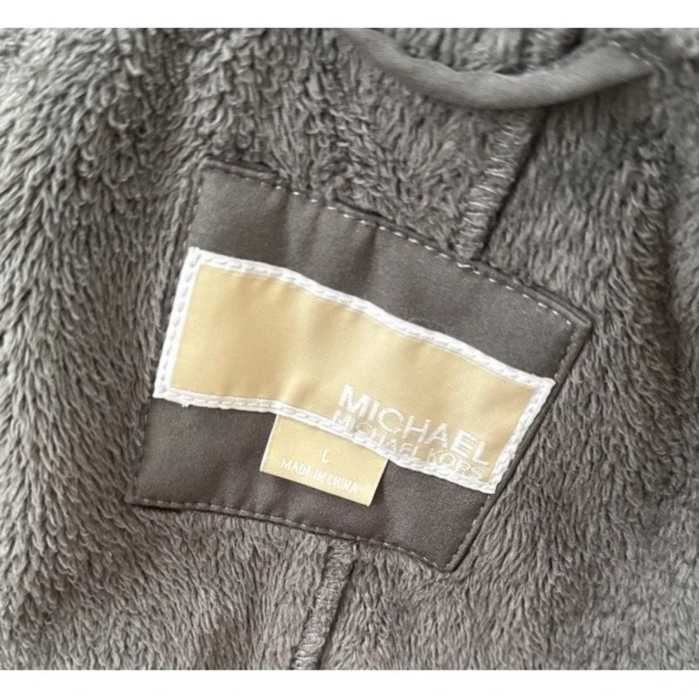 Mint Michael Kors unisex Gray Hooded Zip Lined Mid-Length Jacket, Size L